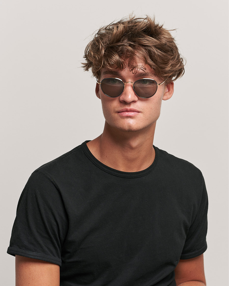 Hombres | Gafas de sol redondas | Thom Browne | TB-S119 Sunglasses Navy/White Gold