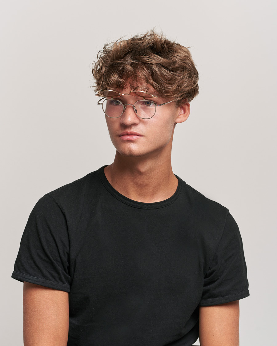 Hombres | Thom Browne TB-S812 Flip-Up Sunglasses White Gold/Silver | Thom Browne | TB-S812 Flip-Up Sunglasses White Gold/Silver