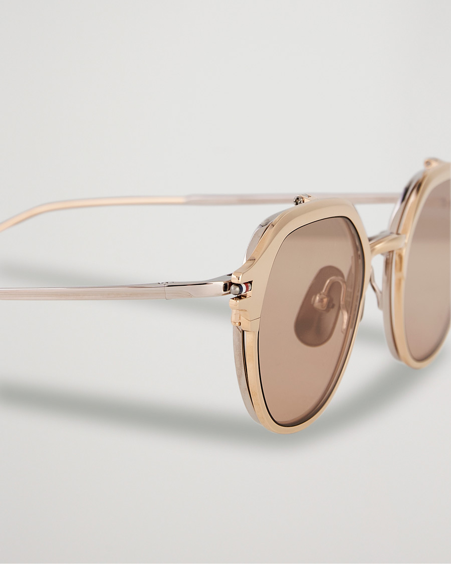 Hombres | Thom Browne TB-S812 Flip-Up Sunglasses White Gold/Silver | Thom Browne | TB-S812 Flip-Up Sunglasses White Gold/Silver