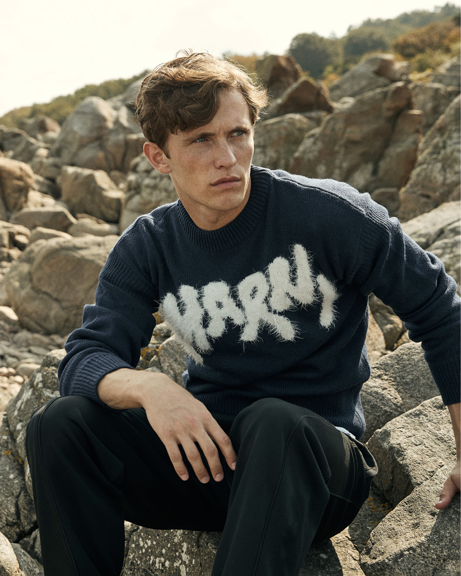 Hombres | Jerséis y prendas de punto | Marni | Mohair Logo Sweater Navy