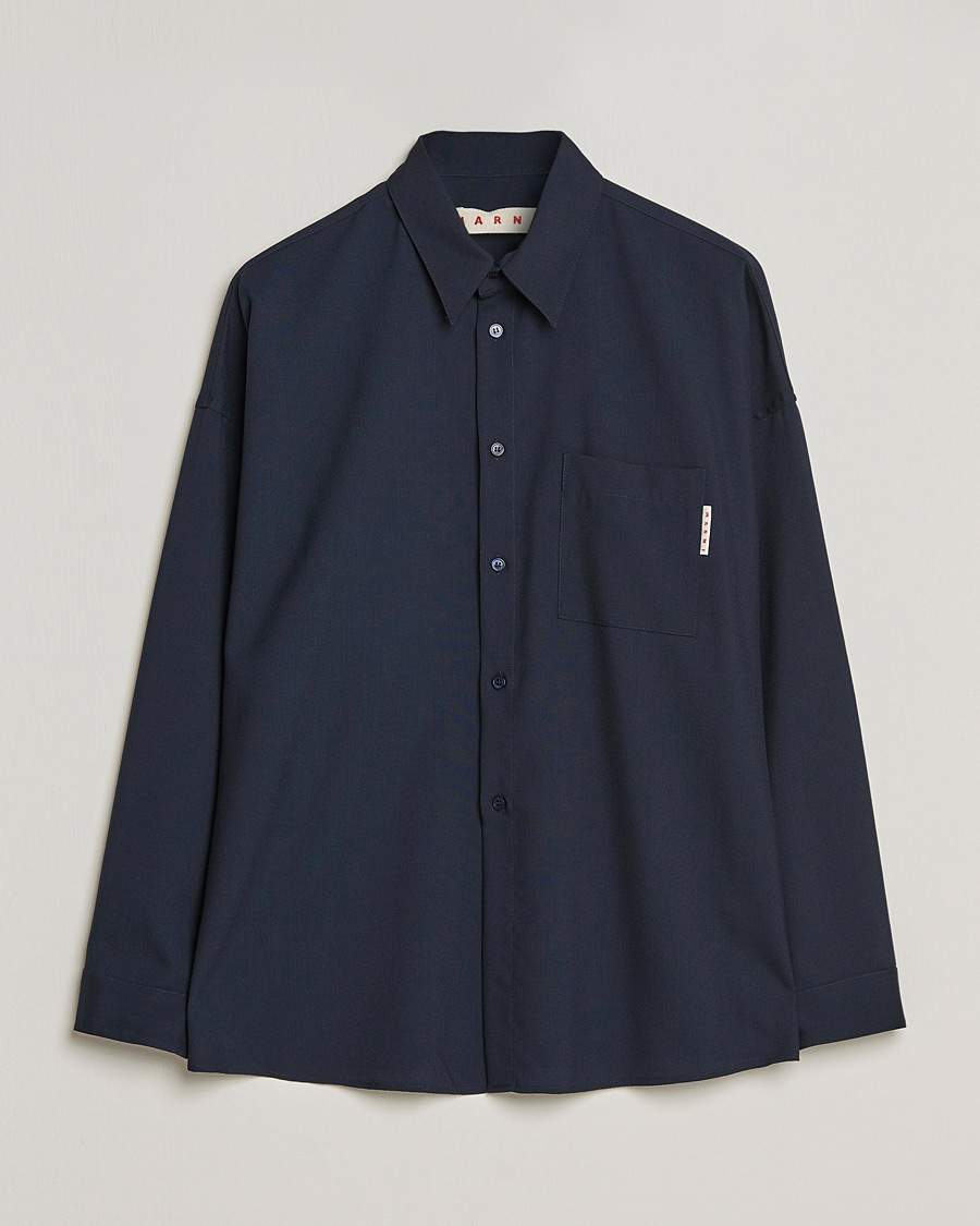 Hombres | Camisas | Marni | Tropical Wool Oversize Shirt Blublack
