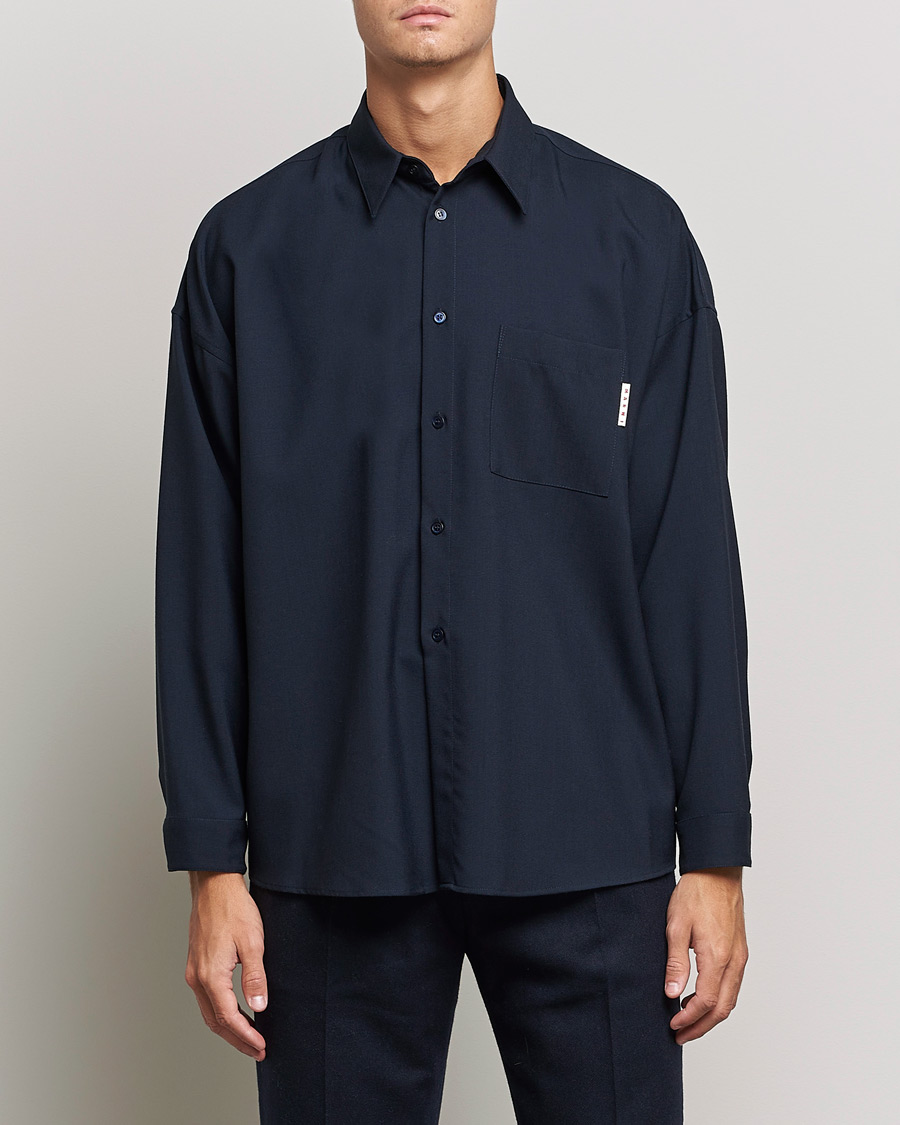Hombres | Camisas | Marni | Tropical Wool Oversize Shirt Blublack