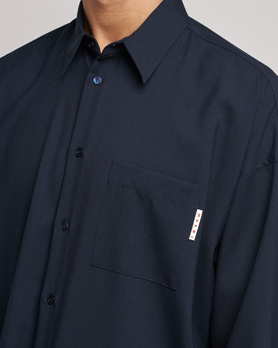 Hombres | Camisas | Marni | Tropical Wool Oversize Shirt Blublack