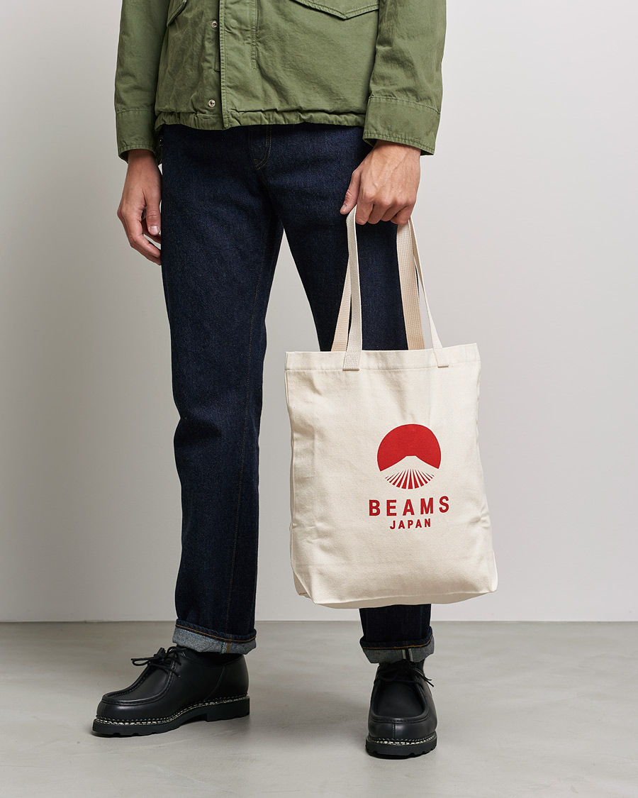 Hombres |  | Beams Japan | x Evergreen Works Tote Bag White/Red