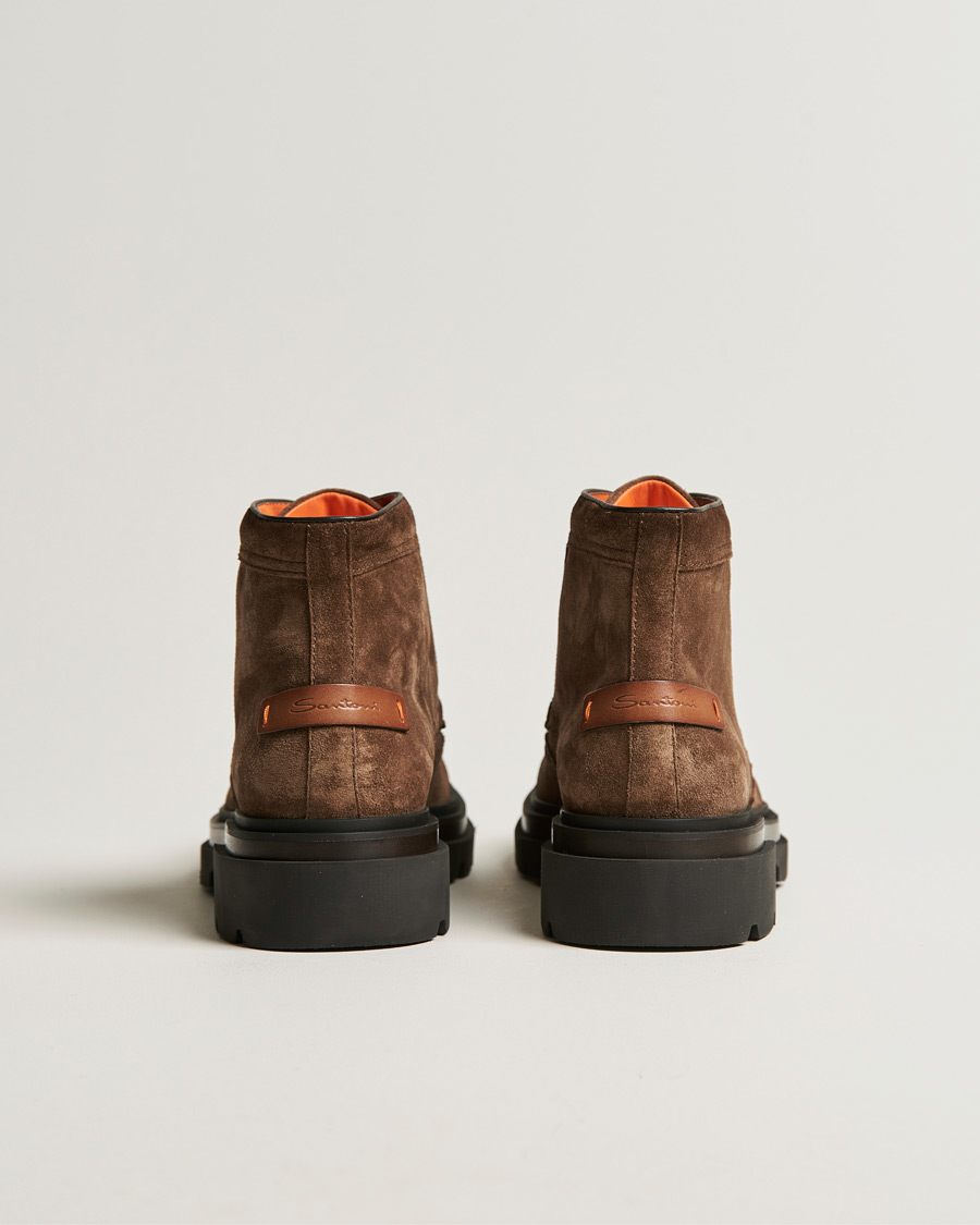 Hombres | Santoni Brogue Winter Boot Dark Brown Suede | Santoni | Brogue Winter Boot Dark Brown Suede
