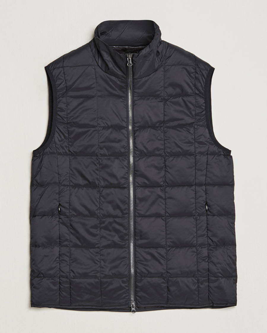 Hombres | Abrigos y chaquetas | TAION | High Neck Full Zip Lightweight Down Vest Black