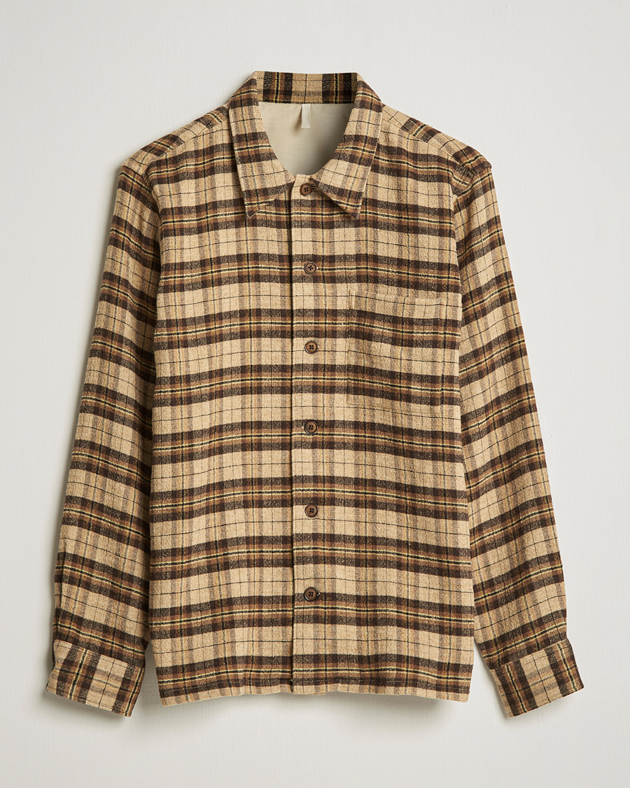 Hombres | Camisas | Sunflower | Spacey Wool Overshirt Brown Check