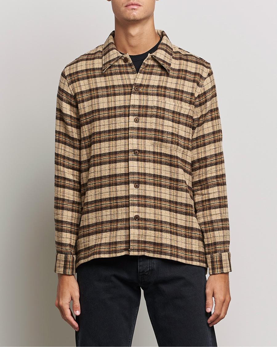 Hombres | Camisas | Sunflower | Spacey Wool Overshirt Brown Check