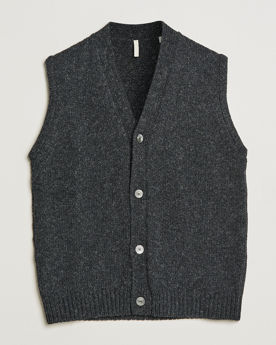 Hombres | Jerséis y prendas de punto | Sunflower | Steven Knit Vest Dark Grey
