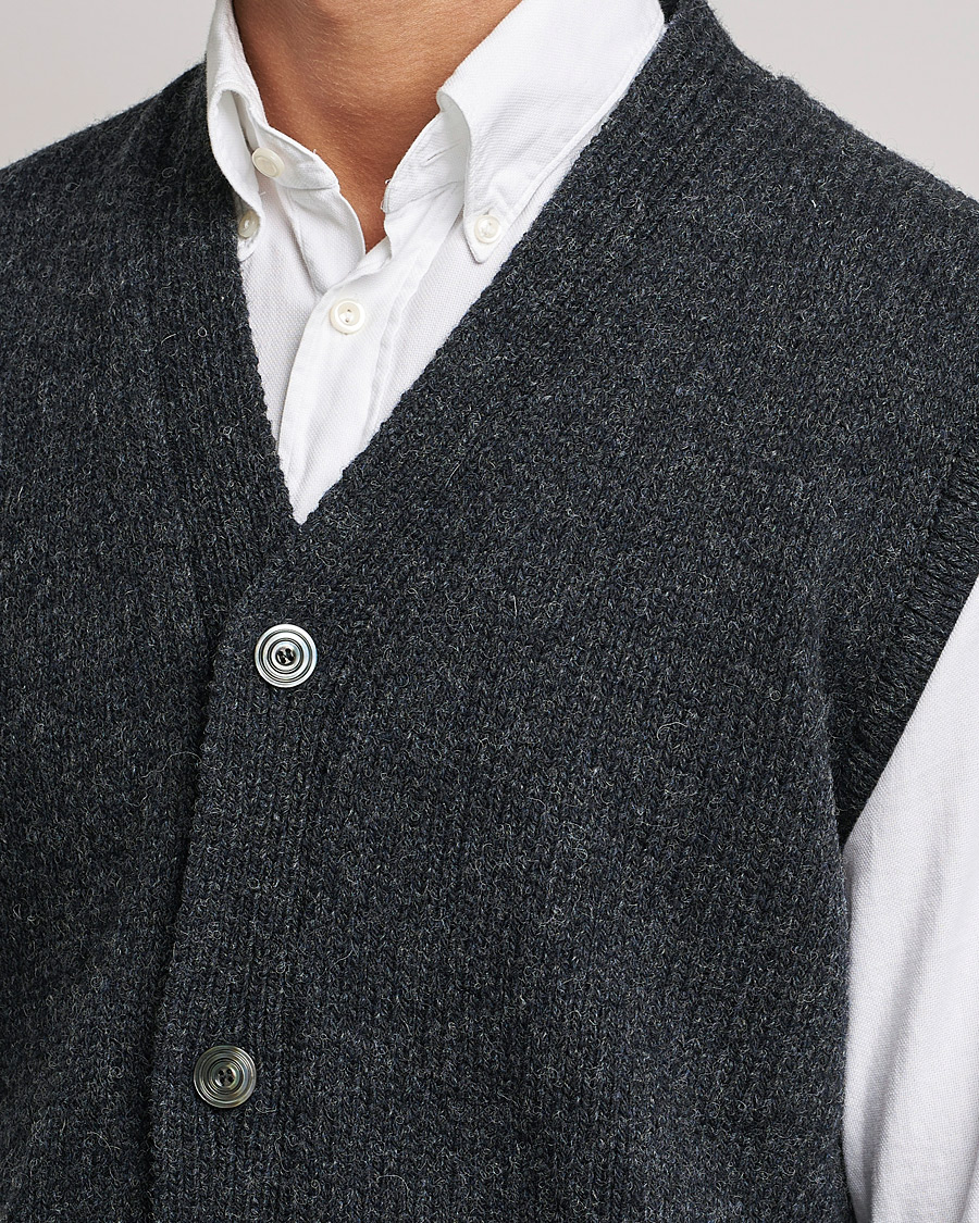 Hombres | Jerséis y prendas de punto | Sunflower | Steven Knit Vest Dark Grey