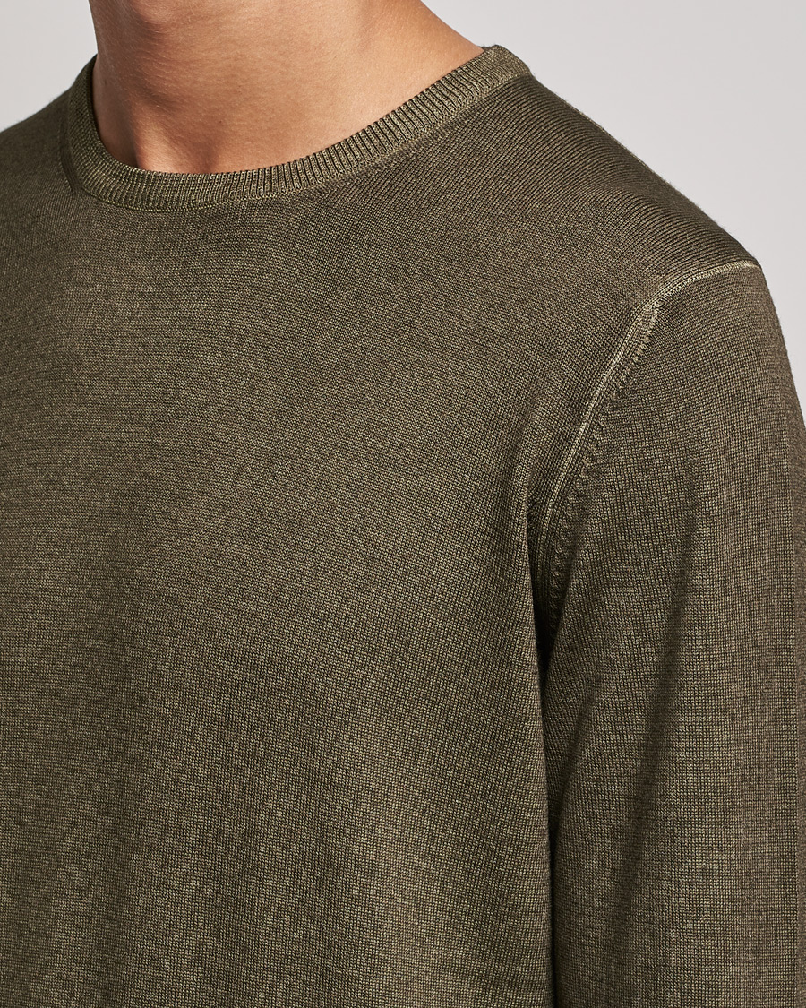 Hombres | Jerséis y prendas de punto | Gran Sasso | Vintage Merino Fashion Fit Crew Neck Pullover Green