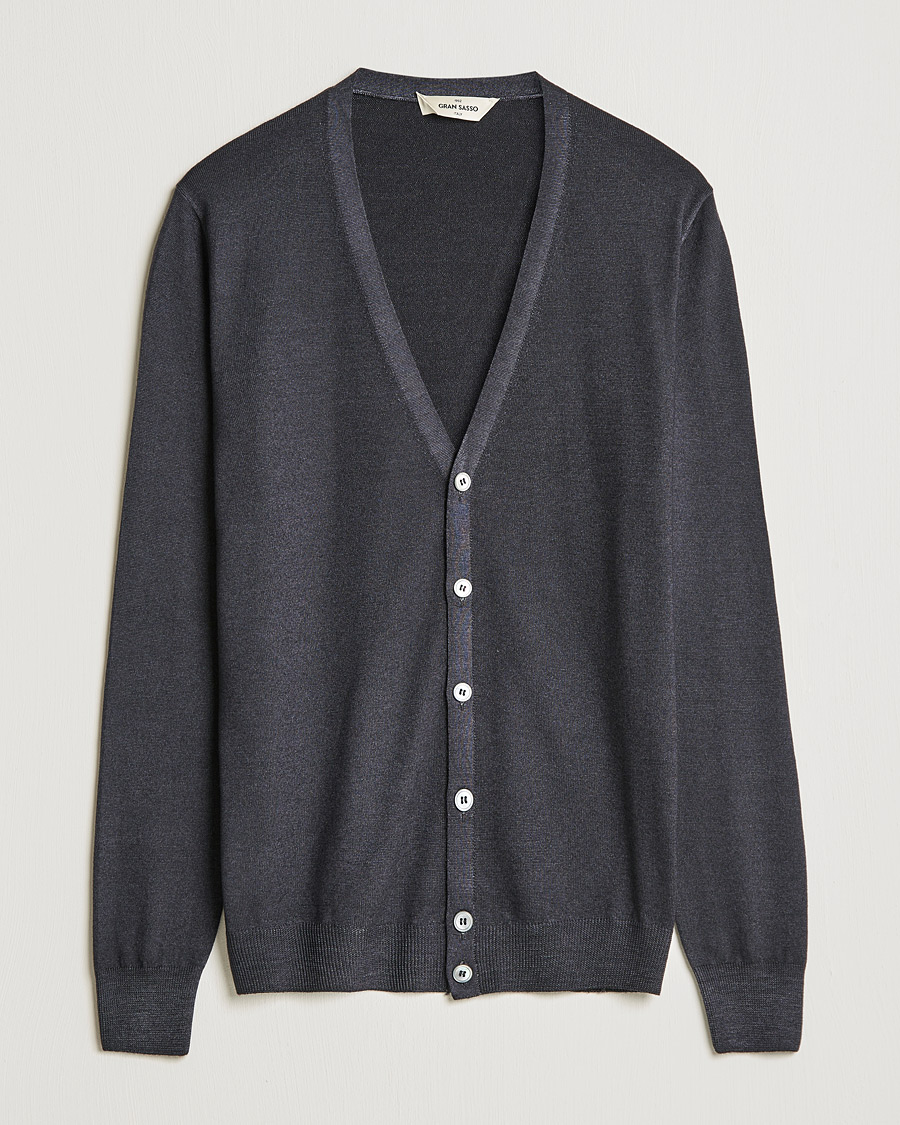 Hombres | Jerséis y prendas de punto | Gran Sasso | Vintage Merino Fashion Fit Cardigan Black