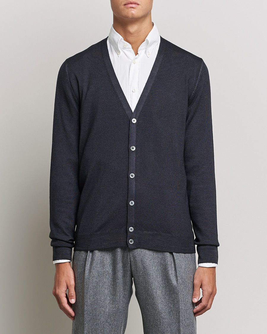 Hombres | Jerséis y prendas de punto | Gran Sasso | Vintage Merino Fashion Fit Cardigan Black