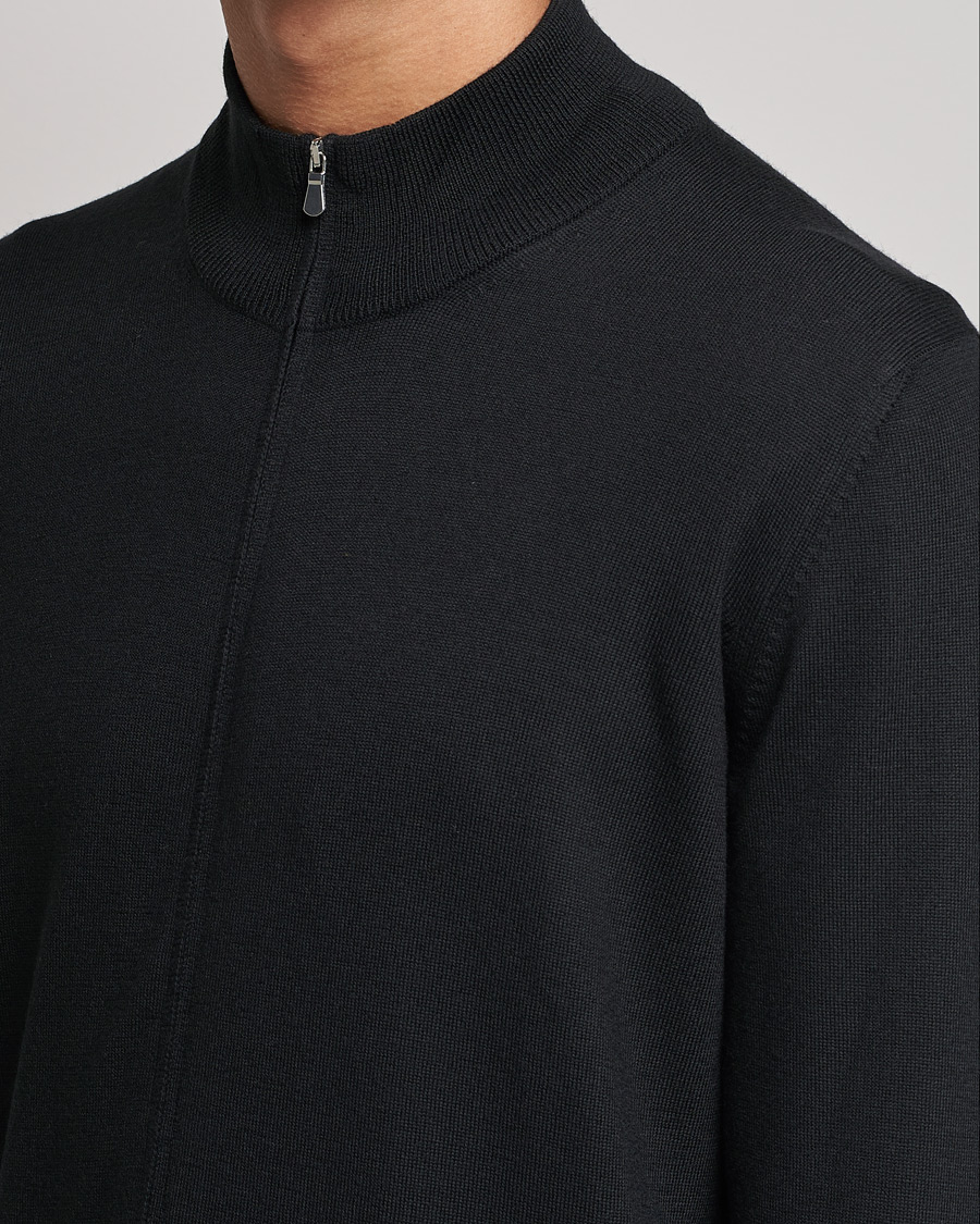 Hombres | Jerséis y prendas de punto | Gran Sasso | Merino Fashion Fit Full Zip Black