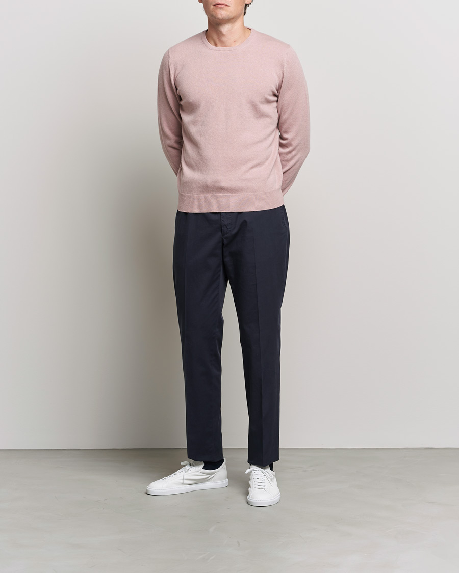 Hombres | Jerséis y prendas de punto | Gran Sasso | Wool/Cashmere Crew Neck Soft Pink