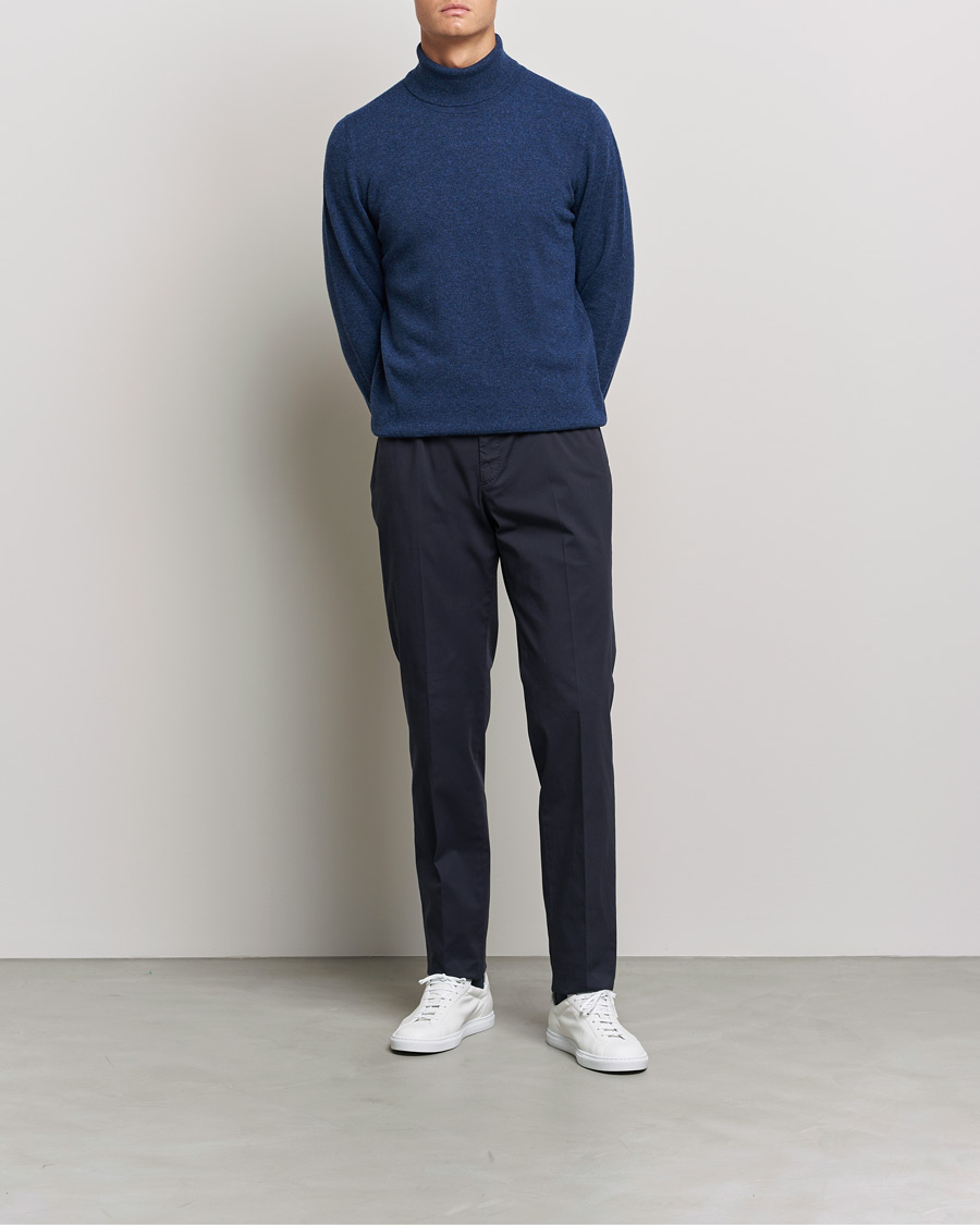 Hombres | Jerséis y prendas de punto | Gran Sasso | Wool/Cashmere Rollneck Navy Melange