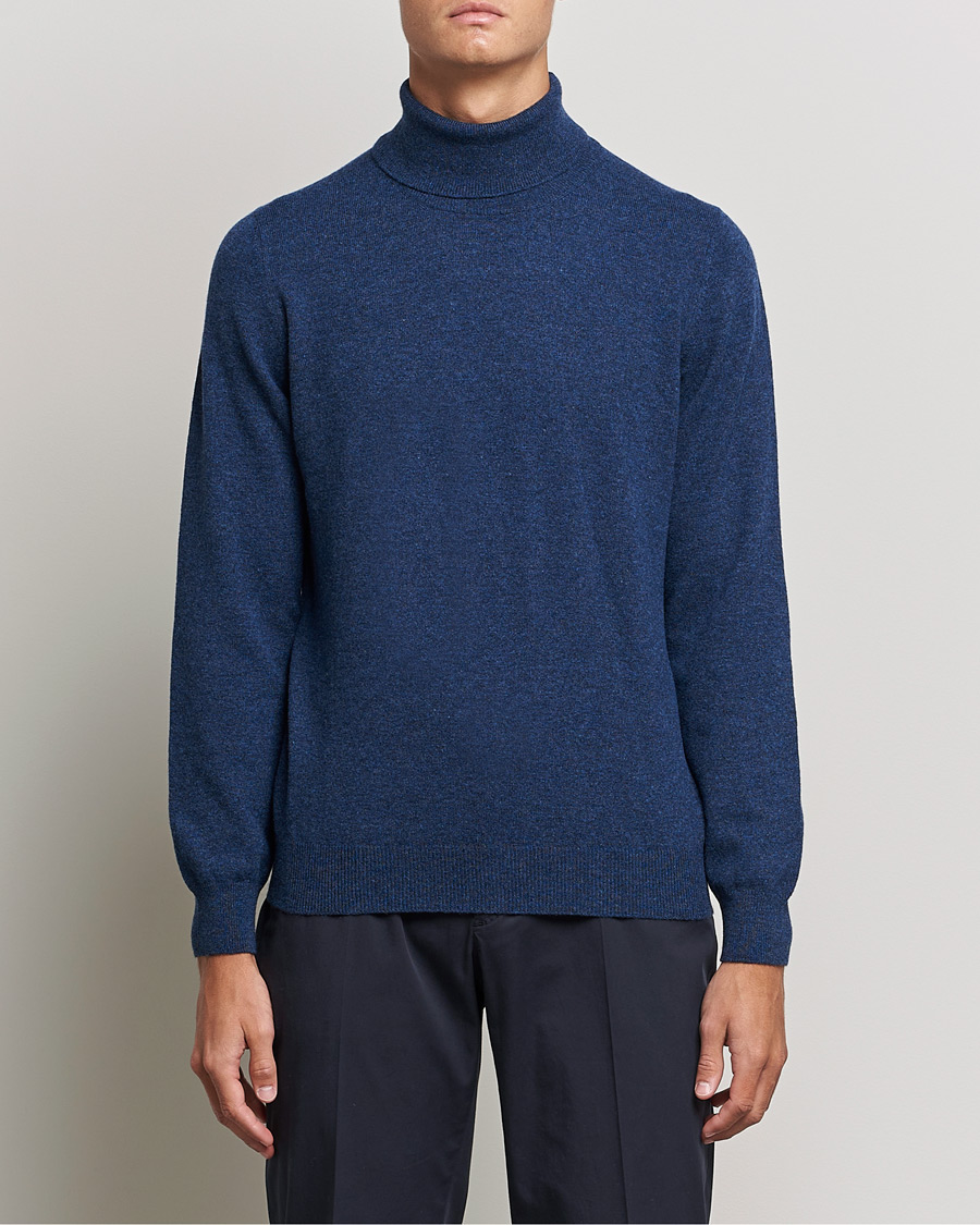 Hombres | Jerséis y prendas de punto | Gran Sasso | Wool/Cashmere Rollneck Navy Melange