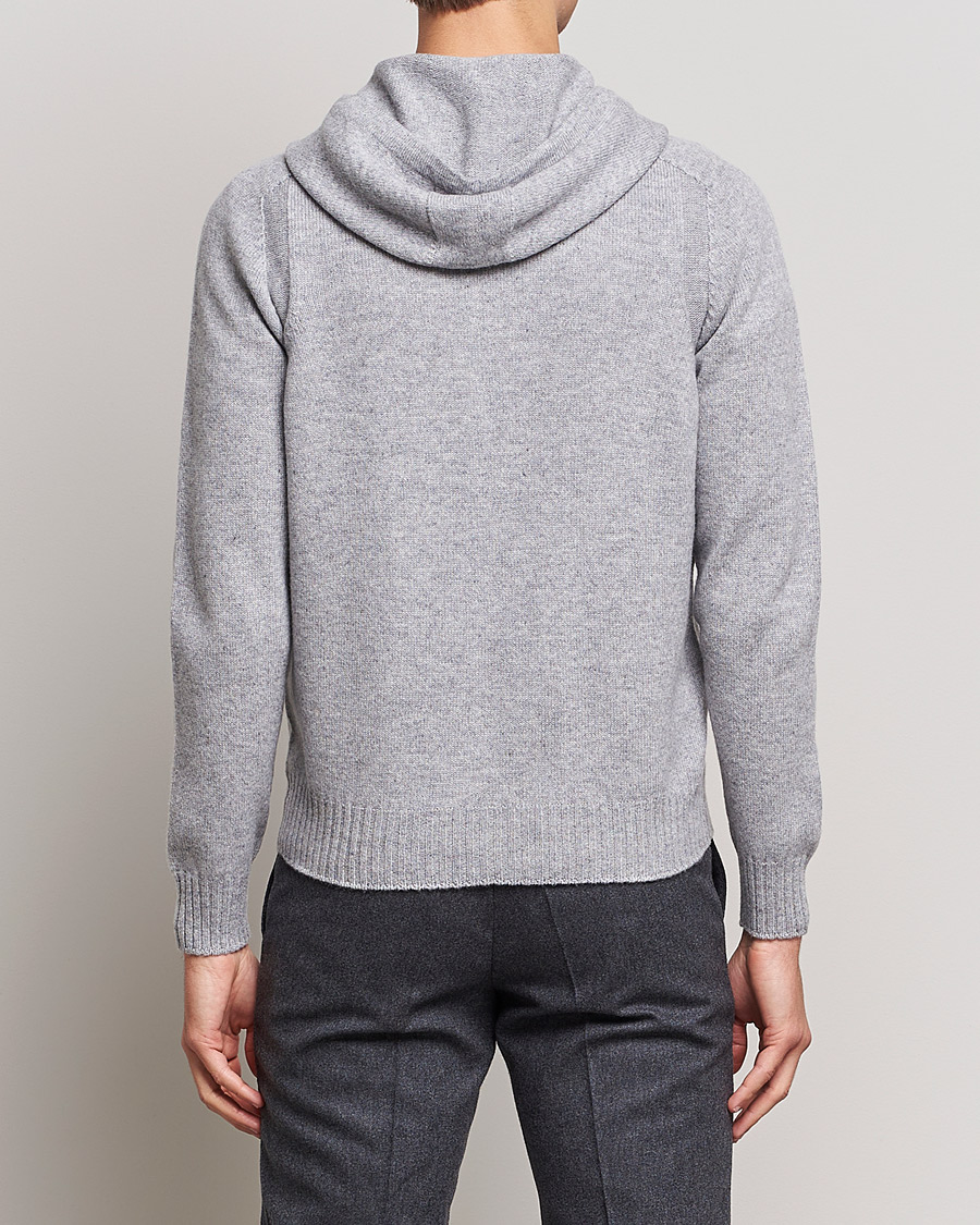 Hombres | Jerséis y prendas de punto | Gran Sasso | Full Zip Wool Hoodie Light Grey