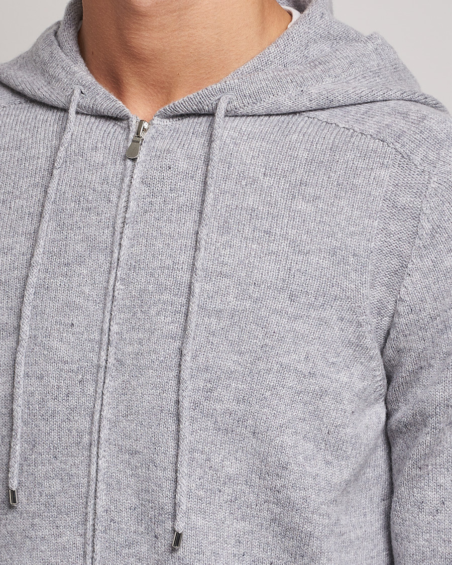 Hombres | Jerséis y prendas de punto | Gran Sasso | Full Zip Wool Hoodie Light Grey