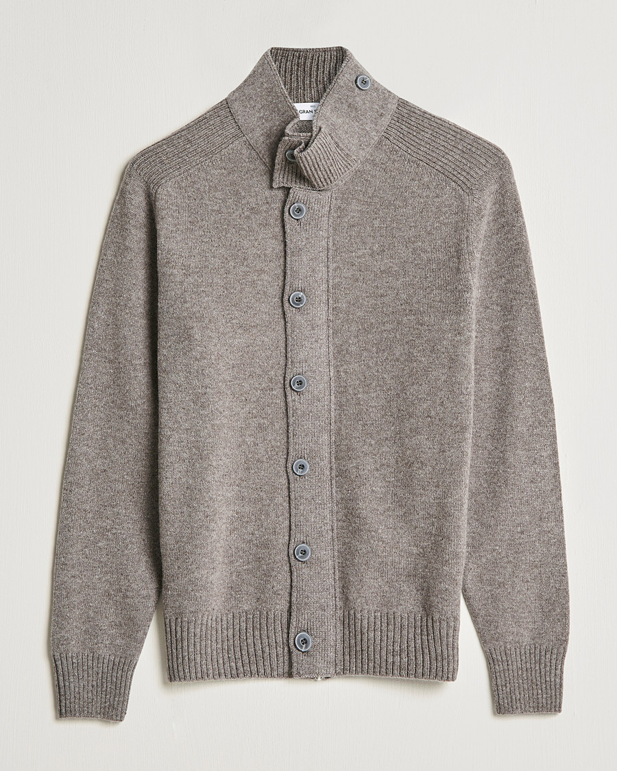 Hombres | Jerséis y prendas de punto | Gran Sasso | Heavy Wool Cardigan Light Brown