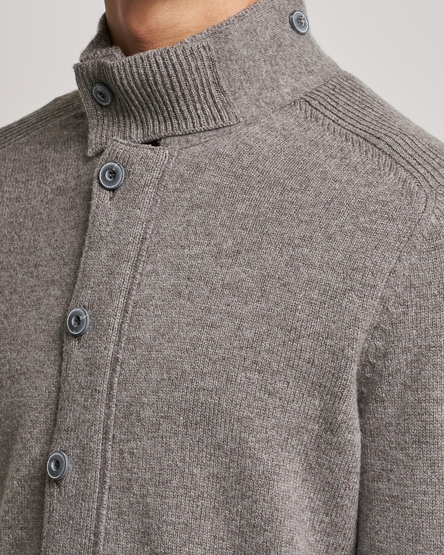 Hombres | Jerséis y prendas de punto | Gran Sasso | Heavy Wool Cardigan Light Brown