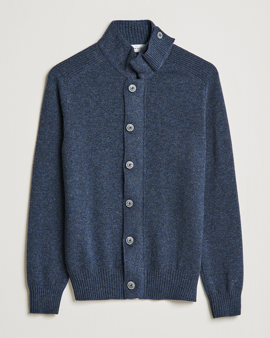 Hombres | Jerséis y prendas de punto | Gran Sasso | Heavy Wool Cardigan Navy