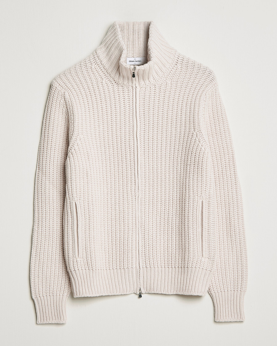 Hombres | Jerséis y prendas de punto | Gran Sasso | Heavy Wool/Cashmere Full Zip Beige