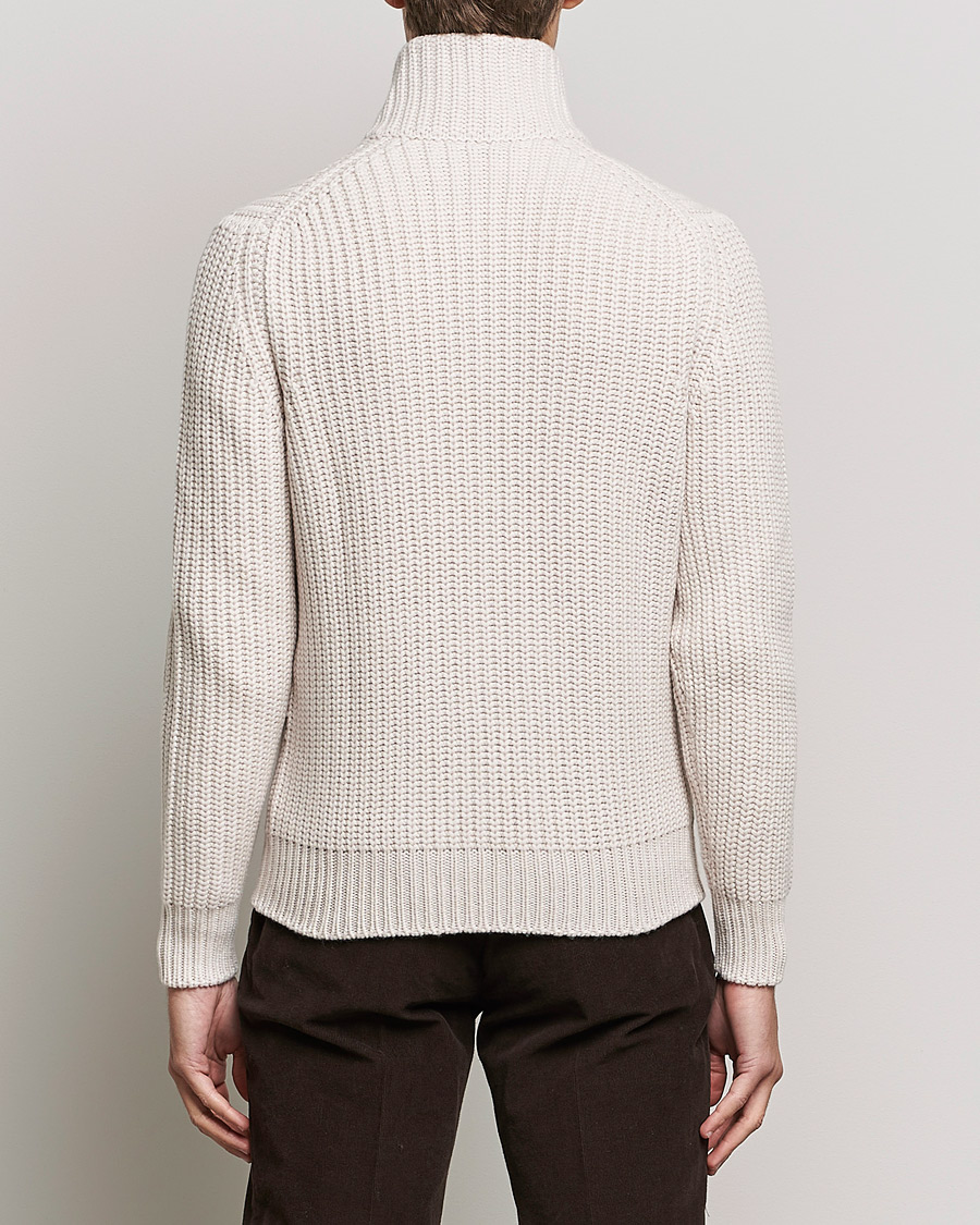 Hombres | Jerséis y prendas de punto | Gran Sasso | Heavy Wool/Cashmere Full Zip Beige