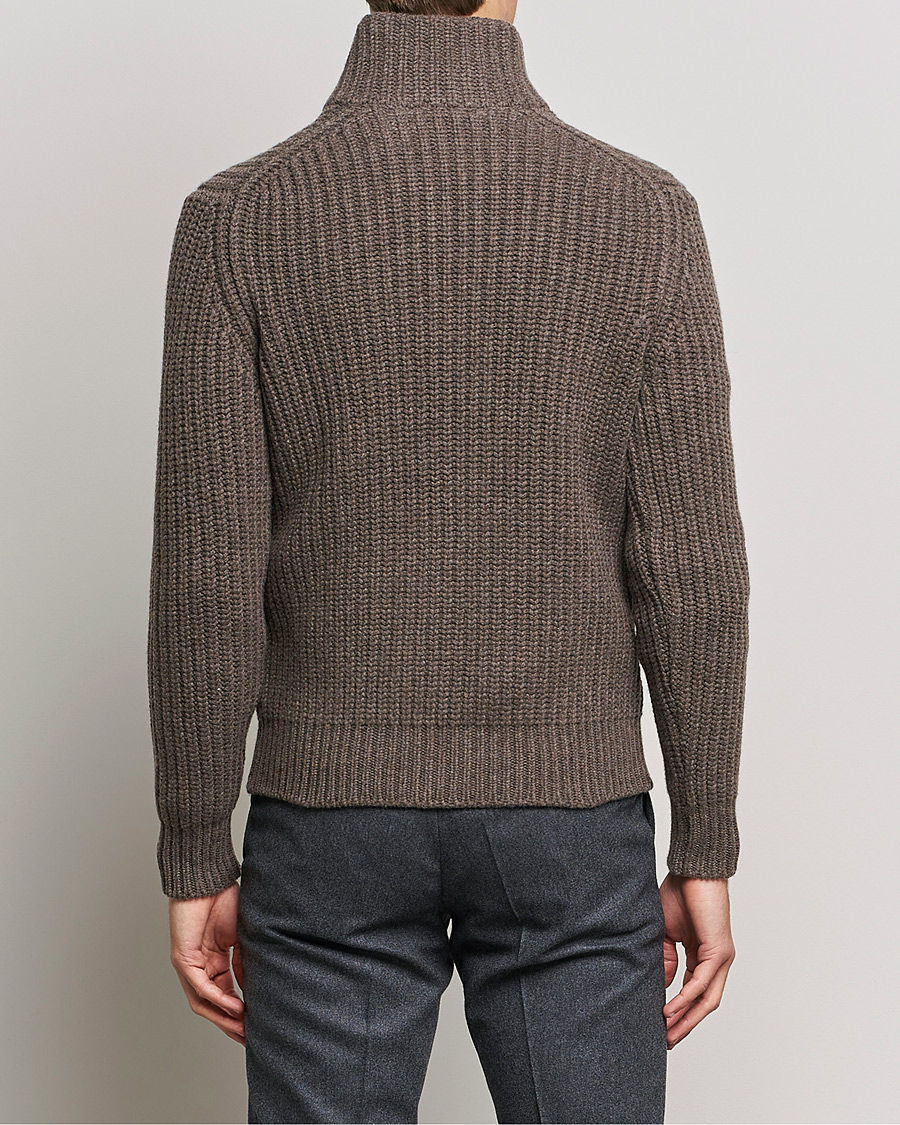 Hombres | Jerséis y prendas de punto | Gran Sasso | Heavy Wool/Cashmere Full Zip Brown