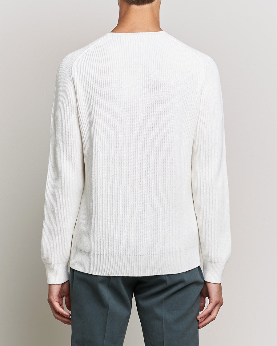 Hombres | Jerséis y prendas de punto | Gran Sasso | Knitted Wool/Cashmere Structure Crewneck Off White