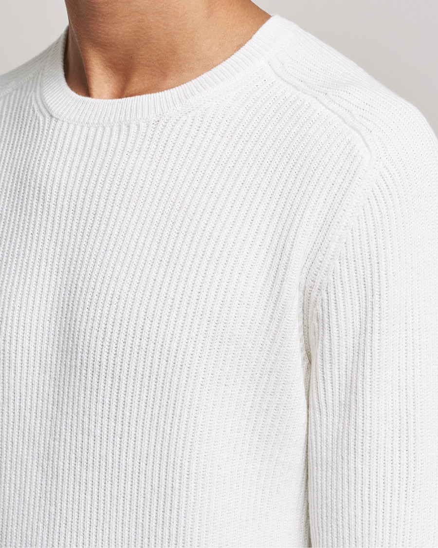 Hombres | Jerséis y prendas de punto | Gran Sasso | Knitted Wool/Cashmere Structure Crewneck Off White