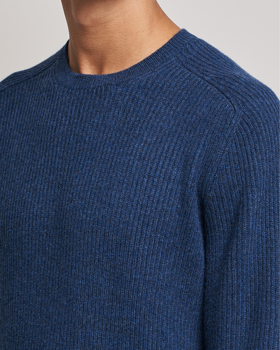 Hombres | Jerséis y prendas de punto | Gran Sasso | Knitted Wool/Cashmere Structure Crewneck Navy