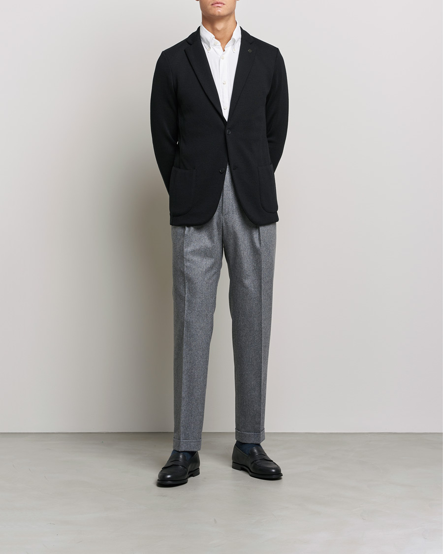 Hombres | Blazers | Gran Sasso | Travel Wool Knitted Jacket Black