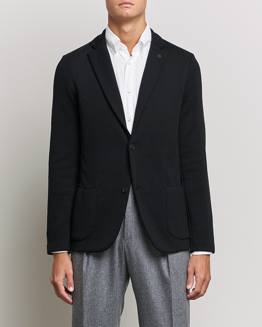 Hombres | Blazers | Gran Sasso | Travel Wool Knitted Jacket Black