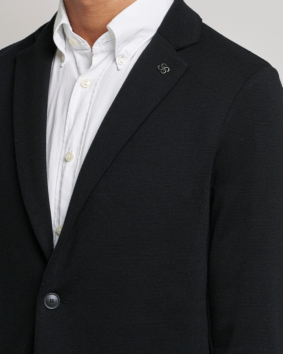 Hombres | Blazers | Gran Sasso | Travel Wool Knitted Jacket Black
