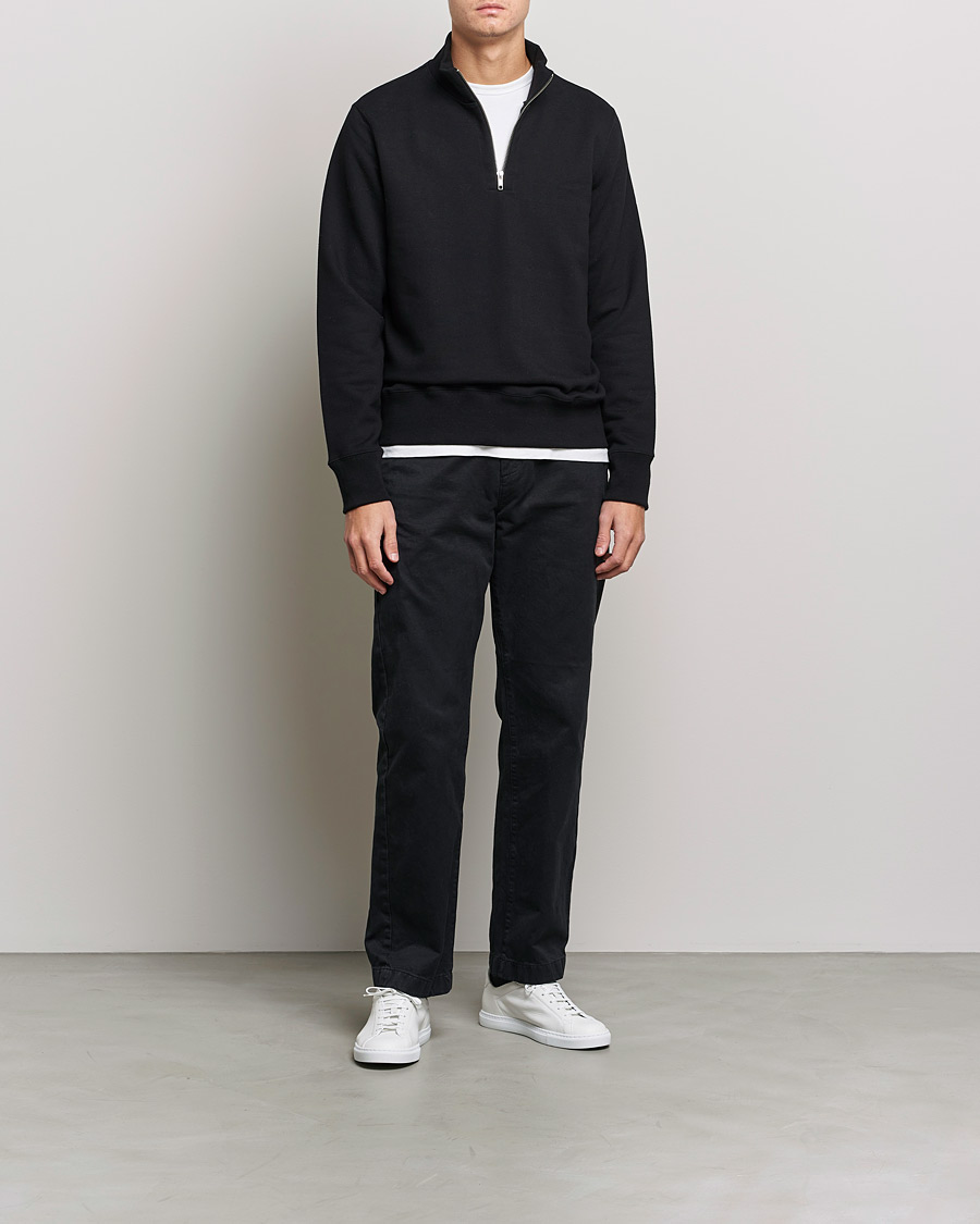 Hombres | Jerséis y prendas de punto | Merz b. Schwanen | Organic Cotton Half Zip Sweat Black