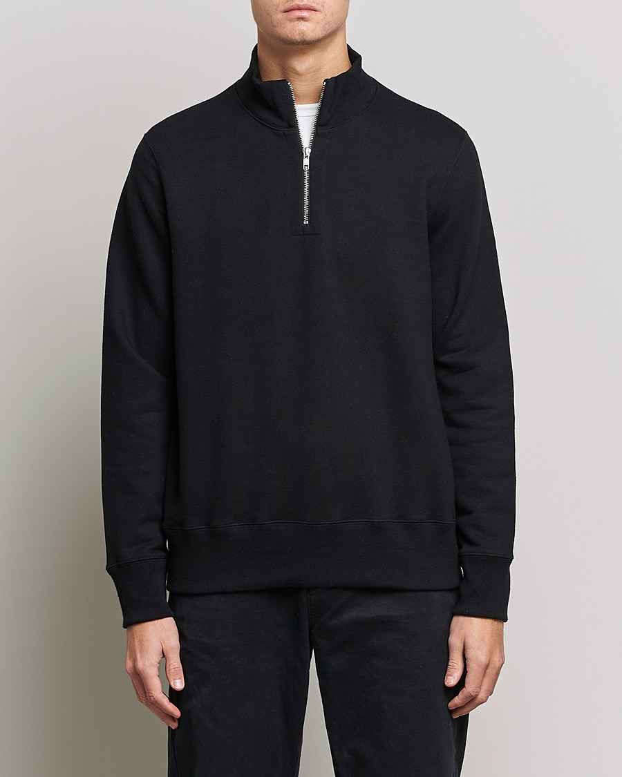 Hombres | Jerséis y prendas de punto | Merz b. Schwanen | Organic Cotton Half Zip Sweat Black