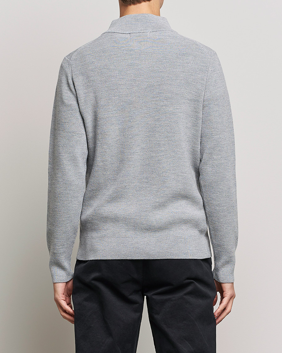 Hombres | Jerséis y prendas de punto | Merz b. Schwanen | Merino Wool Half Zip Grey Mel