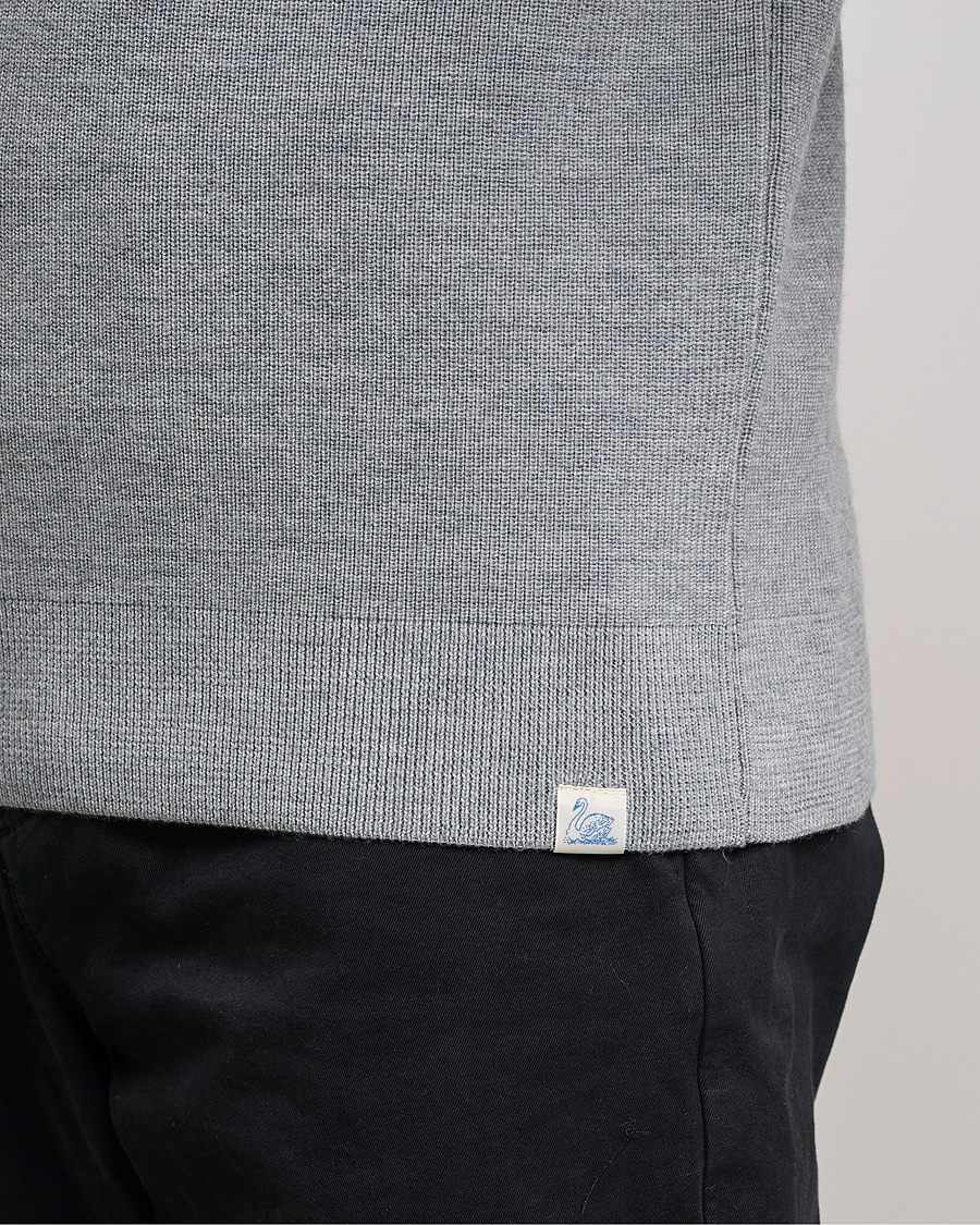 Hombres | Jerséis y prendas de punto | Merz b. Schwanen | Merino Wool Half Zip Grey Mel
