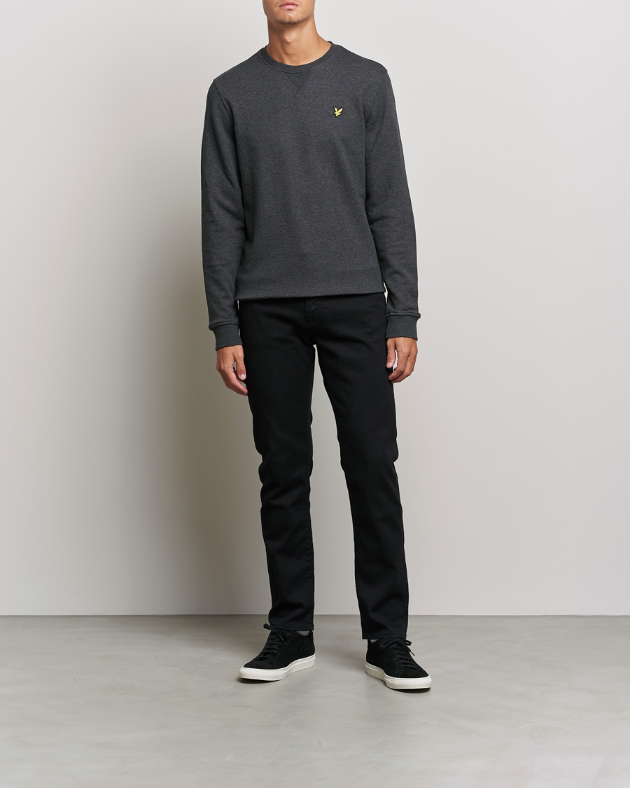 Hombres | Jerséis y prendas de punto | Lyle & Scott | Organic Cotton Crew Neck Charcoal Marl