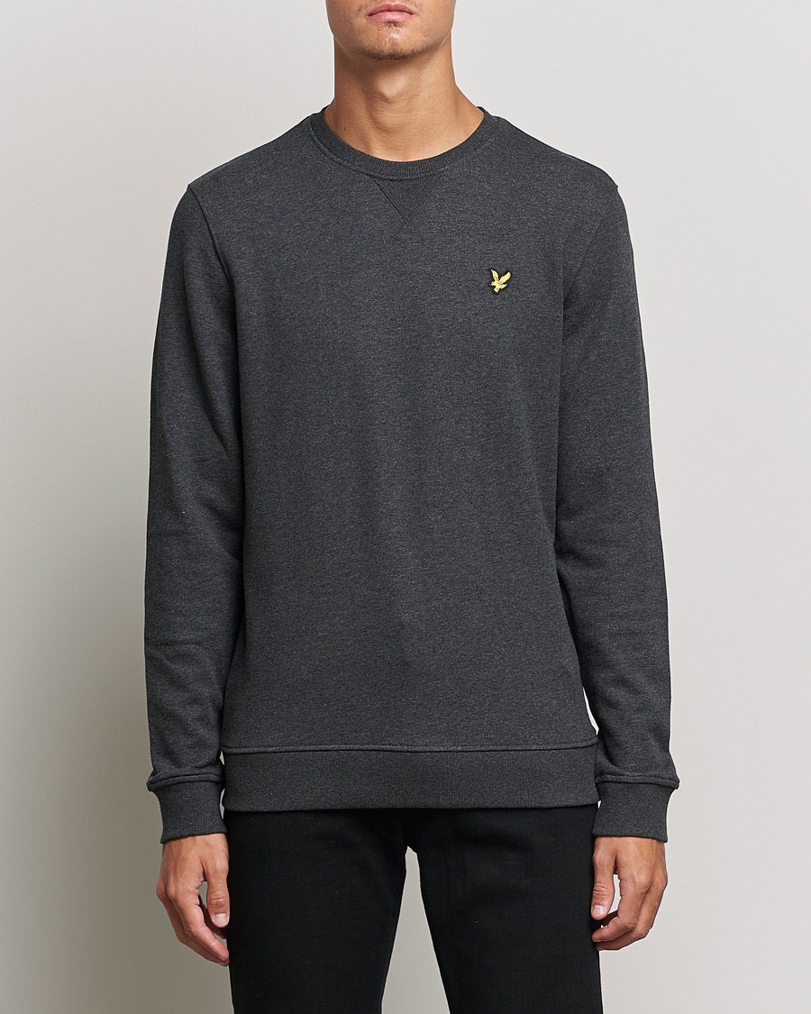 Hombres | Jerséis y prendas de punto | Lyle & Scott | Organic Cotton Crew Neck Charcoal Marl