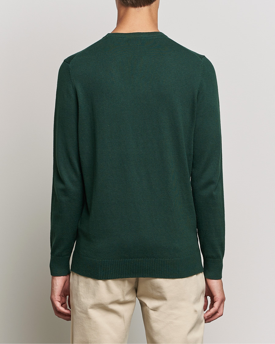 Hombres | Jerséis y prendas de punto | Lyle & Scott | Crew Neck Cotton/Merino Jumper Dark Green