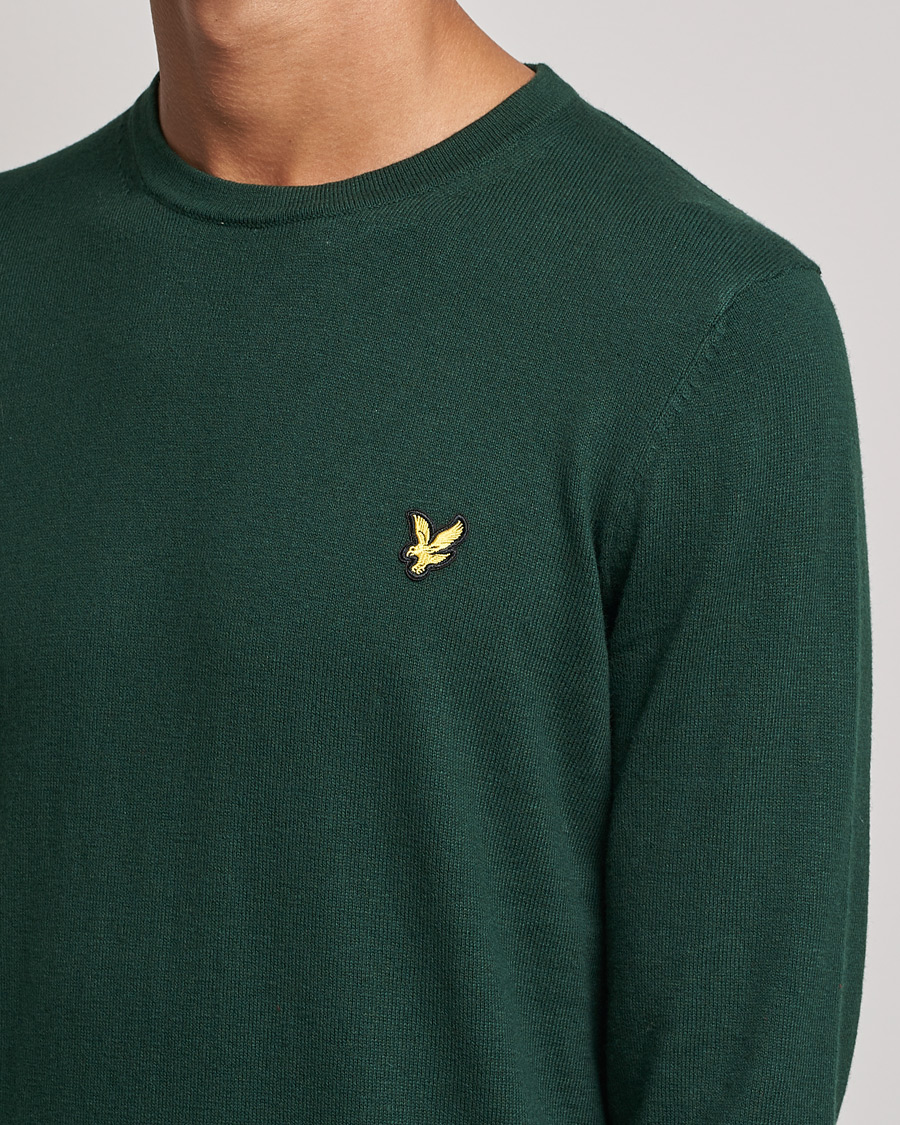 Hombres | Jerséis y prendas de punto | Lyle & Scott | Crew Neck Cotton/Merino Jumper Dark Green