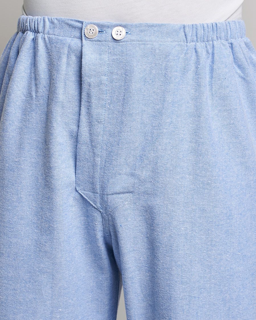 Hombres | Pijamas y batas | Derek Rose | Brushed Cotton Flannel Herringbone Pyjama Set Blue