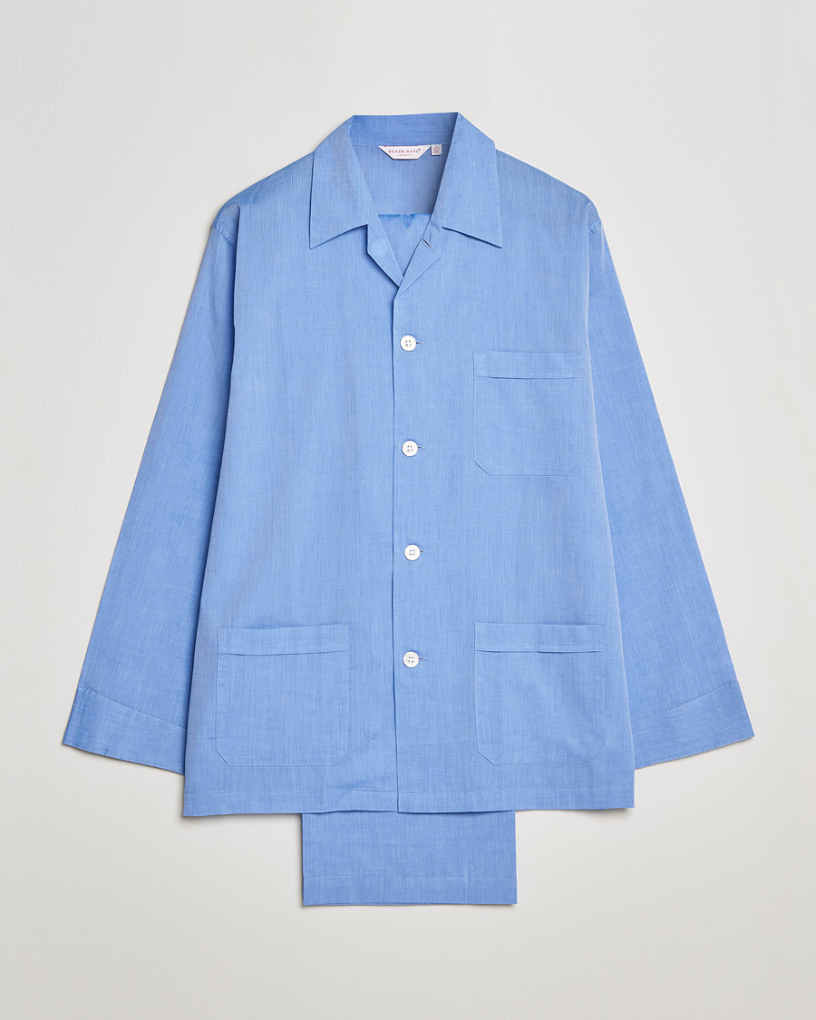 Hombres | Derek Rose Cotton Pyjama Set Blue | Derek Rose | Cotton Pyjama Set Blue