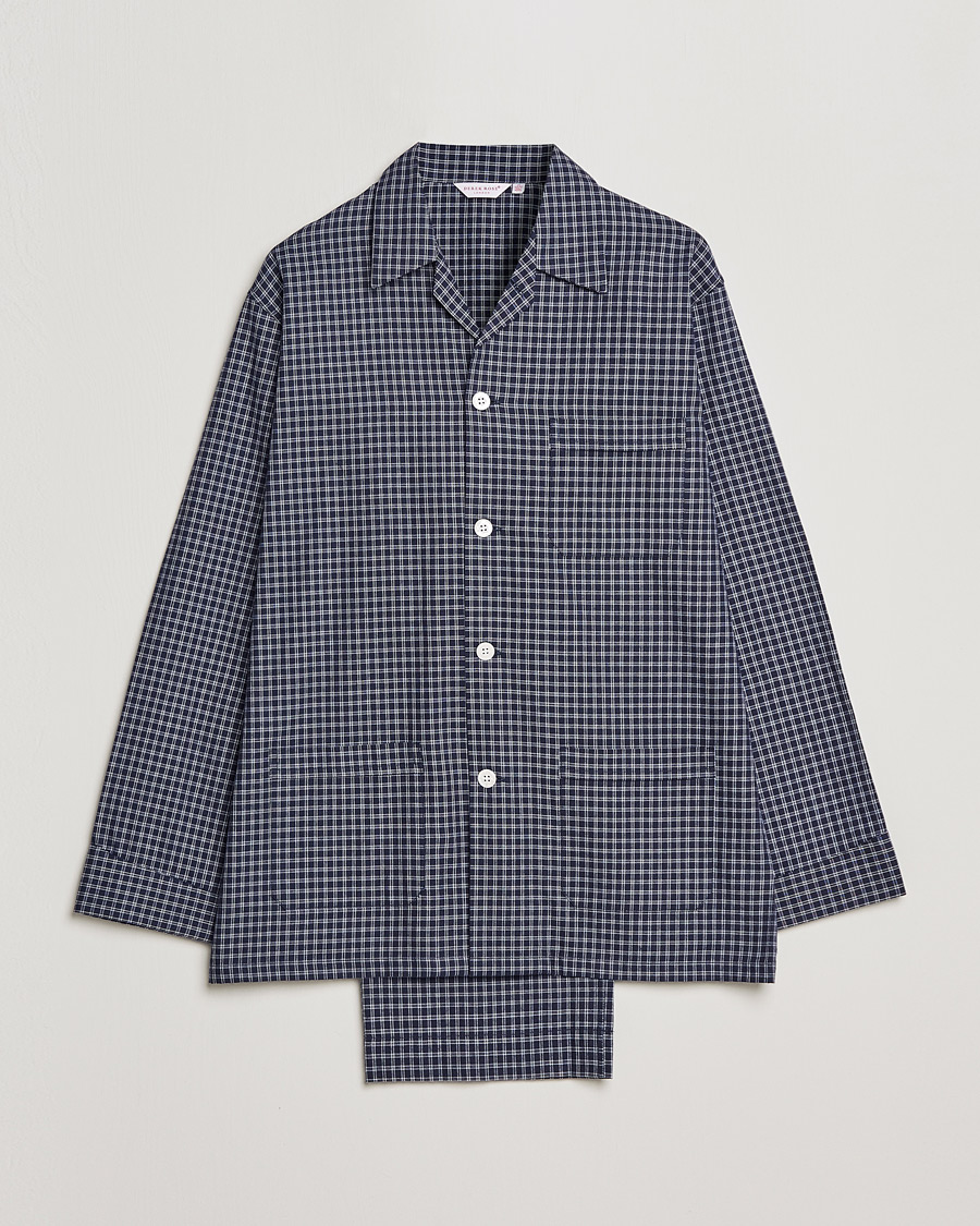 Hombres | Pijamas y batas | Derek Rose | Checked Cotton Pyjama Set Navy