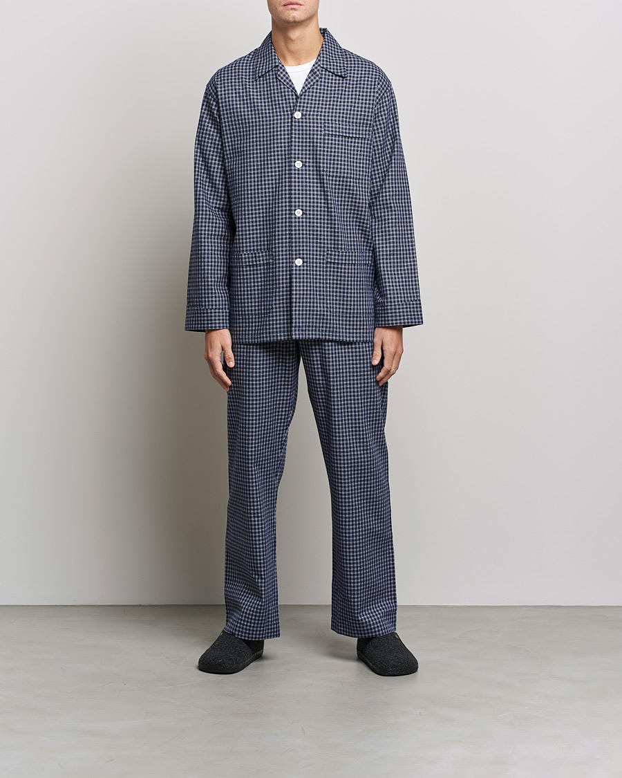 Hombres | Pijamas y batas | Derek Rose | Checked Cotton Pyjama Set Navy