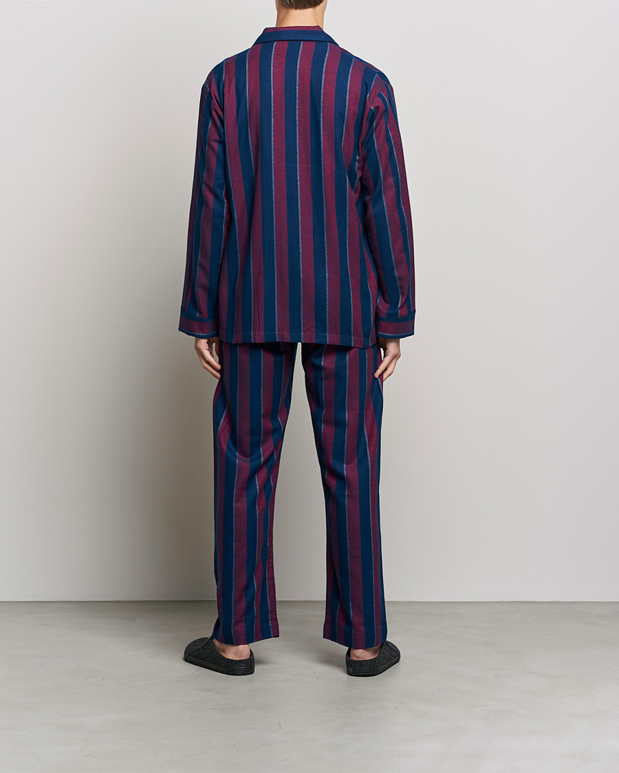 Hombres | Pijamas y batas | Derek Rose | Brushed Cotton Flanell Striped Pyjama Set Navy