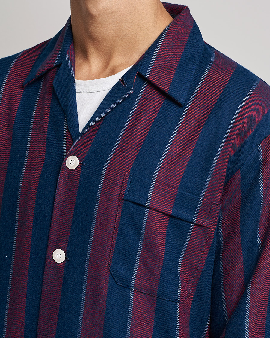 Hombres | Pijamas y batas | Derek Rose | Brushed Cotton Flanell Striped Pyjama Set Navy