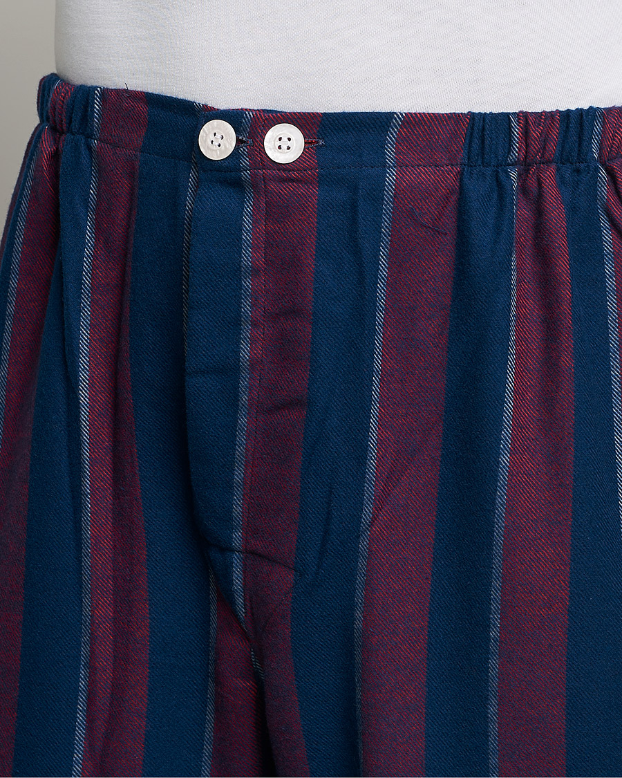 Hombres | Pijamas y batas | Derek Rose | Brushed Cotton Flanell Striped Pyjama Set Navy